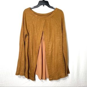 Comme toi…Womens Large Copper Sweater with Faux Under shirt